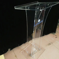 Atril de Acrílico con Iluminación LED, Plataforma de Acrílico para Púlpito, Podio de Iglesia, Soporte de Exhibición de Acrílico Transparente para Discursos