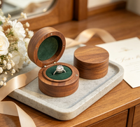 Boîte à bagues en bois massif écologique pour les bagues de fiançailles et de mariage, emballage de bijoux en bois, rangement pour pierres précieuses et colliers