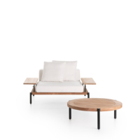 Fauteuil de jardin extérieur en teck Ensemble de canapés modulaires pour patio extérieur Ensemble de salon en teck massif