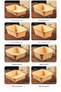 กล่องกระดาษคราฟท์ทรงสี่เหลี่ยมสำหรับใส่อาหารแบบใช้แล้วทิ้ง คุณภาพสูง สำหรับซื้อกลับบ้าน พร้อมฝาปิด เหมาะสำหรับสลัด ซูชิ และอาหารอื่นๆ - Product Image 3