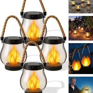 Солнечный светодиодный фонарь <span class=keywords><strong>Solar</strong></span> Flame из ABS-пластика для сада, кемпинга и рыбалки, декоративный светильник с USB-зарядкой - Product Image 5