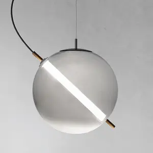 Современный минималистичный дымчато-серый светодиодный стеклянный подвесной светильник, освещение для ресторана, декоративное освещение, люстра