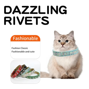 Collar Personalizado para Perro y Gato, Elegante y Sencillo, de Cuero PU con Pedrería, Impermeable, con Patrón Impreso y Letras Personalizadas - Product Image 2