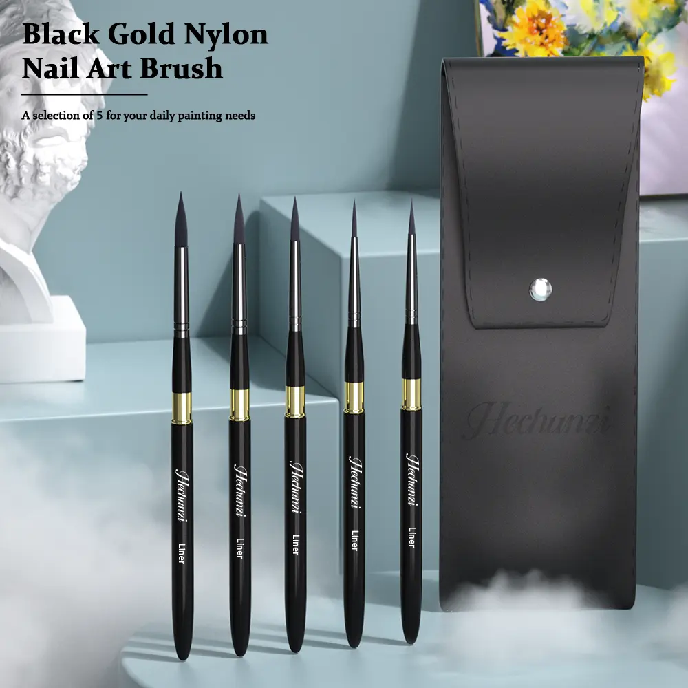 5 pz di alta qualità pennelli per artisti in Nylon nero Mini dettaglio pennelli per dipingere il viso pennelli