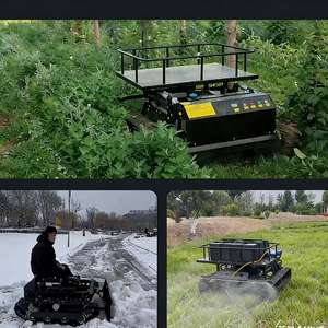 Tondeuse à gazon multifonctionnelle intelligente télécommandée de type chenillé tout-terrain avec moteur et boîte de vitesses pour l'agriculture et le désherbage des jardins - Product Image 5