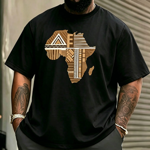 Camiseta de Algodón con Estampado Africano para Hombre, Manga Corta, Cuello Redondo, Diseño Kente, Uso Diario Informal - Product Image 2