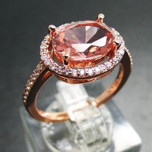 Ensemble de bijoux en argent sterling 925 avec pierre en zircon CZ plaqué or rose, ovale, morganite - Product Image 4