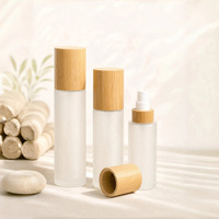 Kemasan Kosmetik Kelas Atas 30ml 50ml 100ml 120ml 150ml Botol Semprot Kaca Matte Frosted Dengan Sprayer Kabut Bambu