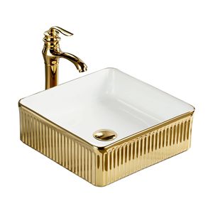 Bassin d'art en céramique transfrontalier pour le commerce extérieur Évier de style asiatique du sud-est avec bassin de table de toilette galvanoplastie or argent - Product Image 1