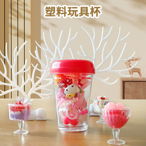 Plastic Toy Cup With Lid Cartoon Design For Children Storage Container PS Material Sz527 - Product Image 1