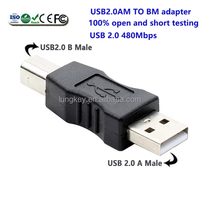 LUNG KAY USB 2,0 Tipo a Macho a USB B Adaptador de enchufe macho Adaptador de fuente de alimentación Adaptador de impresora Usb para computadora portátil y salida de CA