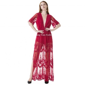 Nouvelle Robe Longue Décontractée d'Été pour Femme, Motif Floral, Dentelle Brodé, OEM, Mini Robe de Plage avec Taille Naturelle Tissée - Product Image 1