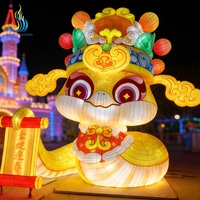 Lampu Festival Tahan Air Bentuk Maskot Ular Emas Raksasa, Harga Pabrik, Dapat Dipesan Sesuai Kebutuhan, untuk Wisata Malam Hari