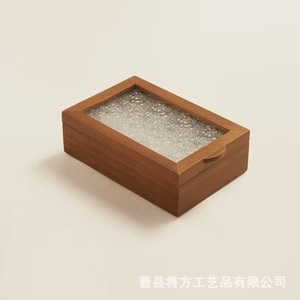 Solid Wood Jewelry Box With <b>Mirror</b> Flip Top Ring <b>Storage</b> Organizer For Earrings And Watches Small High End Exquisite Design - Product Image 3