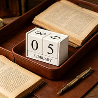 Calendrier perpétuel en bois rectangulaire décoratif créatif, design Art Déco, artisanal, logo personnalisable, Noël