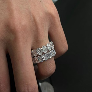 แหวนเพชรทรงเหลี่ยมมรกตสุดหรู แหวนเพชรเม็ดเล็กเต็มวง 14K 18K ทองคำขาว ทองคำเหลือง ทองคำชมพู แหวนแต่งงาน VVS VS CVD HPHT เครื่องประดับชั้นดี - Product Image 1