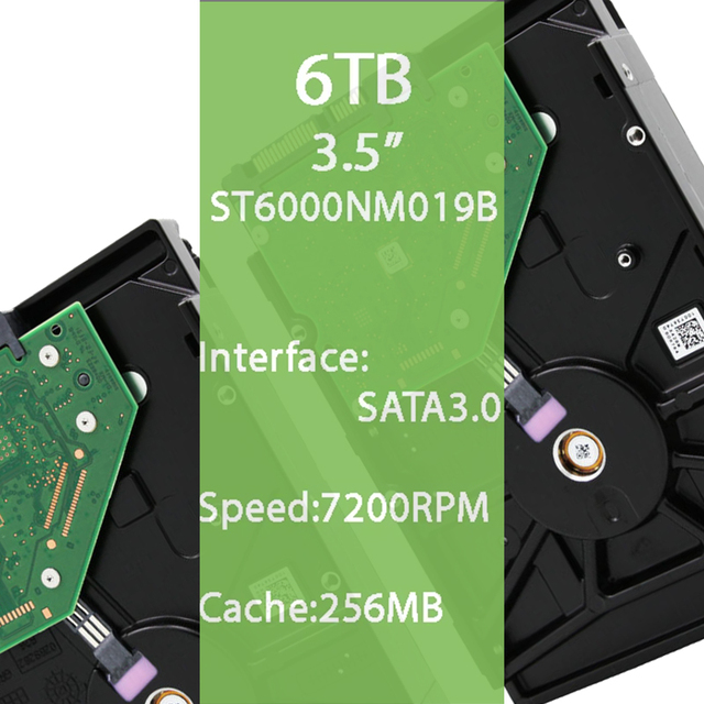 ST6000NM019B HDD Enterprise Hard Drive 3.5" SATA3.0  Interface Speed 7200rpm 256 Large Cache for Data Centers and NAS Storage