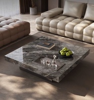 Table basse minimaliste de style italien, luxe léger, sensation haut de gamme, salon, plaque de roche carrée, petite table à thé en marbre
