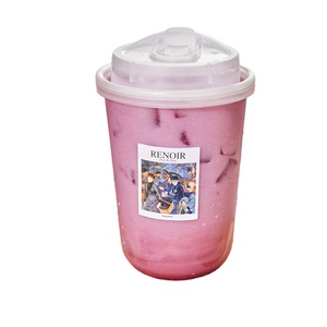WWL Disposable Plastic Cup with Lid Logo Thick PP Plastic Milk Tea Cup Wholesale Injection Plastic Cup