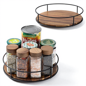 Étagère à épices rotative en bois ronde de 6 à 12 pouces pour le comptoir de cuisine, organisateur de <span class=keywords><strong>plateau</strong></span> <span class=keywords><strong>tournant</strong></span> pour armoire, table à manger, <span class=keywords><strong>placard</strong></span> - Product Image 1