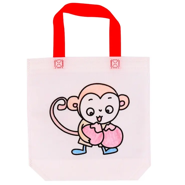 customized printing non woven ecofriendly diy pencil drawing gift tote shopping bag without seup cost free sample for kids