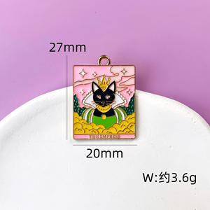 Ciondolo in lega di gatto nero tarocco con ciondolo in smalto per collana/portachiavi/creazione di gioielli Goth-accessorio gotico fai da te - Product Image 2