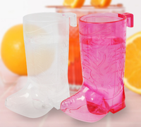 Verre à liqueur en polystyrène transparent de 2oz en forme de botte avec chaîne, gobelet à liqueur en plastique avec logo personnalisé