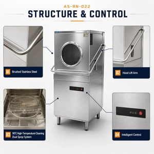 Lavavajillas Comercial Tipo Campana de Acero Inoxidable 304 con Calentamiento Eléctrico, 900-1100 Unidades/H, Enjuague a Alta Temperatura, para Restaurantes, con Elevación - Product Image 6