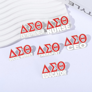 Ciondoli creativi con spilla scritta greca spilla con smalto personalizzato assistente sociale educatore imprenditore spille distintivo gioielli regali - Product Image 1