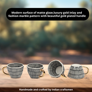 Handcrafted Manufacturer Tea <b>Coffee</b> Ceramic <b>Cup</b> Saucer <b>Set</b> Pack of 4 Serving <b>Set</b> Ideal Gift for Home Kitchen Anniversary Morni - Product Image 3