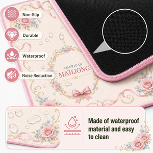Vintage Floral Bow American Mahjong Play Mat Premium Anti-Slip Neoprene Table Protection Pad with Built-in Scoring Guide - Product Image 5