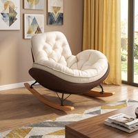 Fauteuil à bascule de luxe en cuir et tissu, style nordique moderne, pour salon et salle d'attente, prix de gros