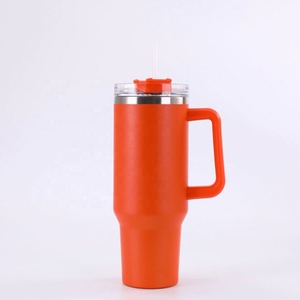 Double Wall Stainless Steel Vacuum Insulated Handle Tumblers 40oz Car Travel Tumbler <b>With</b> Lids and <b>Straw</b> - Product Image 6