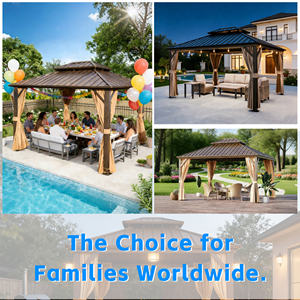 Gazebo de <span class=keywords><strong>jardin</strong></span> de luxe moderne <span class=keywords><strong>en</strong></span> aluminium avec toit rigide <span class=keywords><strong>en</strong></span> métal <span class=keywords><strong>galvanisé</strong></span> de haute qualité, gazebo grill avec toit rigide 10x10 - Product Image 5