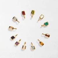 Coloré 12 pierres de naissance pendentif bricolage accessoires collier femmes 12 pierres de naissance carré zircone acier inoxydable bijoux fins cadeau