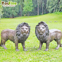 Figurine de jardin lion en bronze, modèle vintage de lion en forme d'animaux, sculpture d'extérieur, à vendre