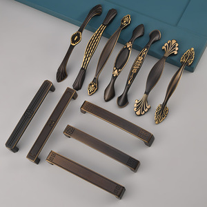 European Style Solid Copper Cabinet Handles Bar Shape Durable Plated For <b>Drawer</b> Wardrobe Furniture - Product Image 2