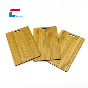 Recyclable Custom Logo Bamboo Wood NFC Travel Luggage Tag NTAG 213 NFC Wooden Luggage Tags