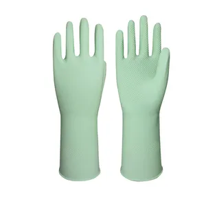 长袖棉质衬里厨房耐用洗碗粉无丁腈手套橡胶乳胶清洁家用手套