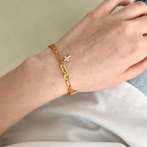 Dylam Trendy Design 18K Gold Plated 925 Silver Link Chain 5A Cubic Zirconia Heart Cross Pendant <b>Bracelets</b> - Product Image 2
