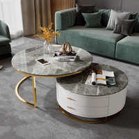 Table basse en marbre de nidification au design moderne antique caractéristique d'ascenseur mobile extensible pour hôtel maison bureau salle à manger chambre utiliser pierre