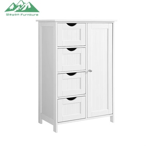 Wayon Modern <strong>White</strong> Wooden Living Room Storage Cabinet with 4 <strong>Drawers</strong> and 1 Door Functional Home Furniture - Product Image 1