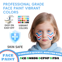 Kit de peinture faciale complet MEISHANG CE à base d'eau, lavable et non toxique, 64 à 108 pièces pour enfants, incluant des pochoirs, des pinceaux et des fards à paillettes.