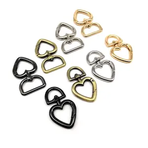 Heart Shape Spring Gate O Ring Openable Leather Bag Handbag Belt Strap Buckle Connect Pendant Key Chain Snap Clasp Carabiner