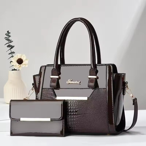 Sac à main pour femme en PU brillant effet crocodile, grande capacité, ensemble deux pièces, sac messager coréen, sac à bandoulière - Product Image 6