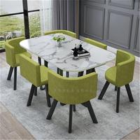 Luxuriöses Modernes Esszimmer-Set aus Vollholz und Metall mit 6 Sitzen – Tische und Stühle für Wohnzimmer und Restaurant