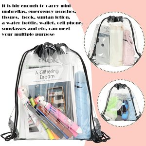 New Style Custom Logo <b>Waterproof</b> Dust Transparent Pvc Clear <b>Drawstring</b> Backpack <b>Bag</b> for Gym Travel Beach Storage - Product Image 2