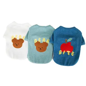 Großhandel Haustier Kleidung Bekleidung Hoodie Kleine Mittlere Katze Apfel bär Druck T-Shirt Hunde kleidung