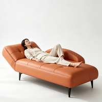 Canapé-lit convertible de luxe moderne en cuir capitonné avec dossier réglable, garnissage en éponge, écologique, gain de place, mobilier design