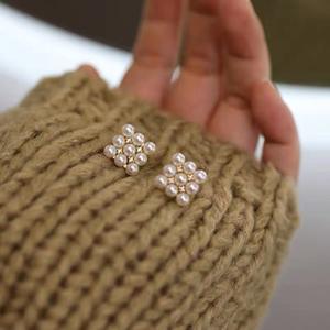 อุปกรณ์ทำต่างหูเงินแท้ S925 สำหรับไข่มุก DIY ขนาด 4.5-5 มม. รุ่น 21676 ต่างหูแบบติดหู ดีไซน์แฟชั่น พร้อมฐานรองไข่มุกแบบกลวง - Product Image 1